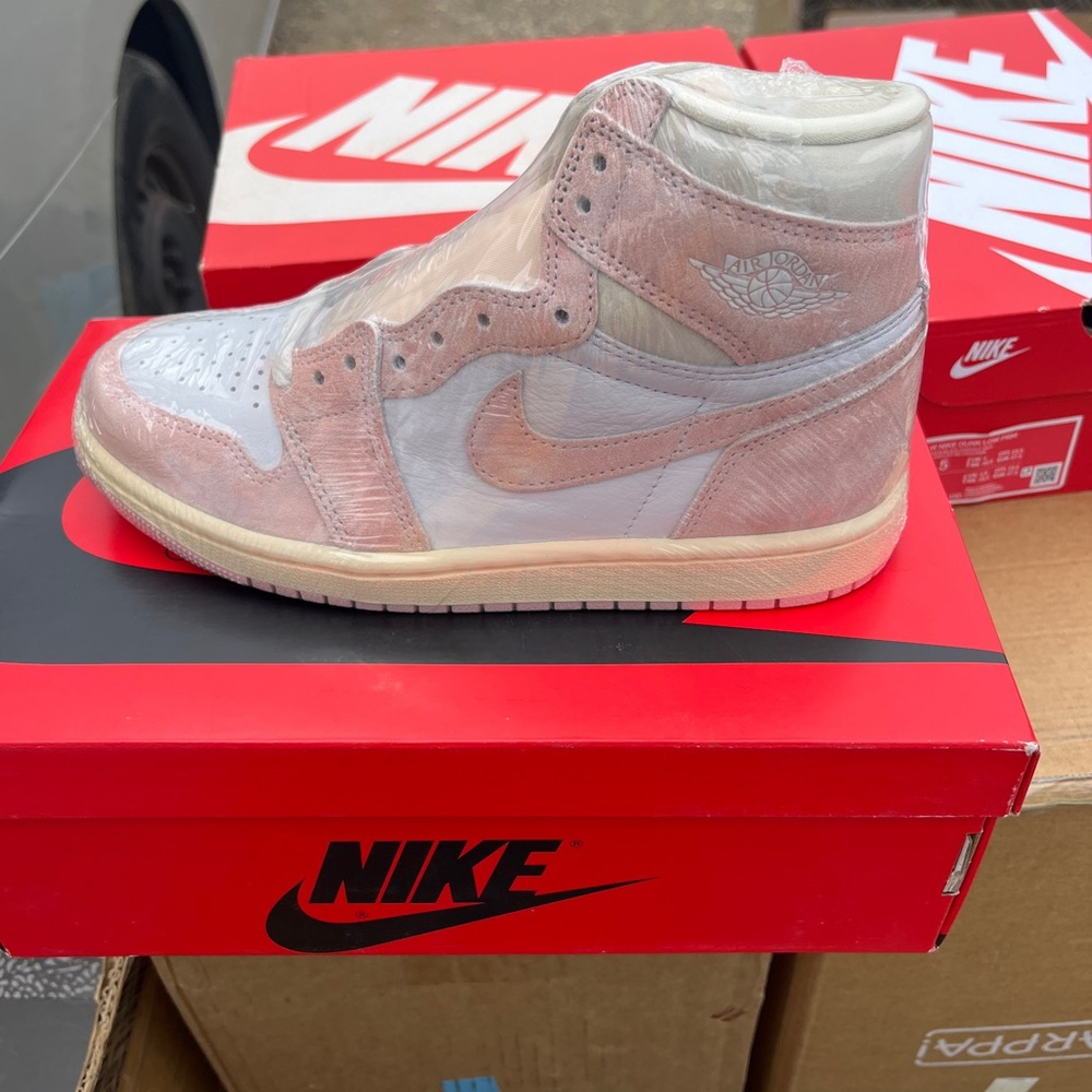 Nike Pink and White High-Top Sneakers